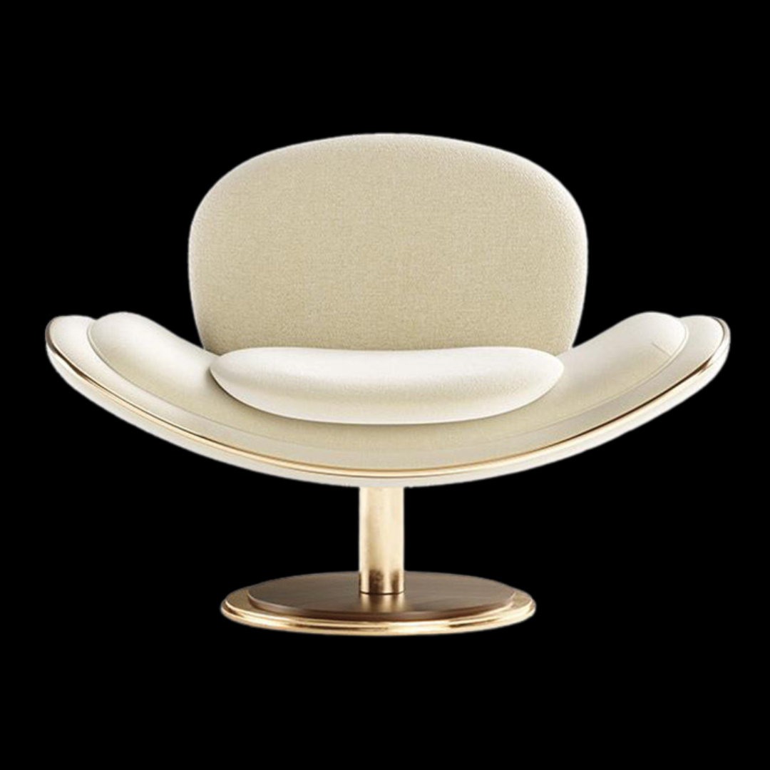 Modern White Swivel Armchair with Gold Base | Inside Home Studio