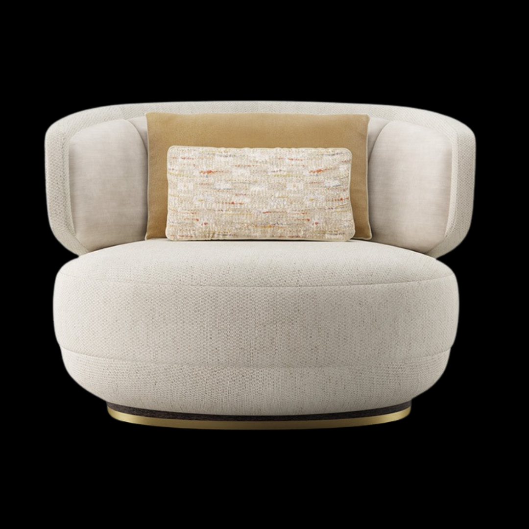 Modern Beige Swivel Armchair with Cushions | Inside Home Studio