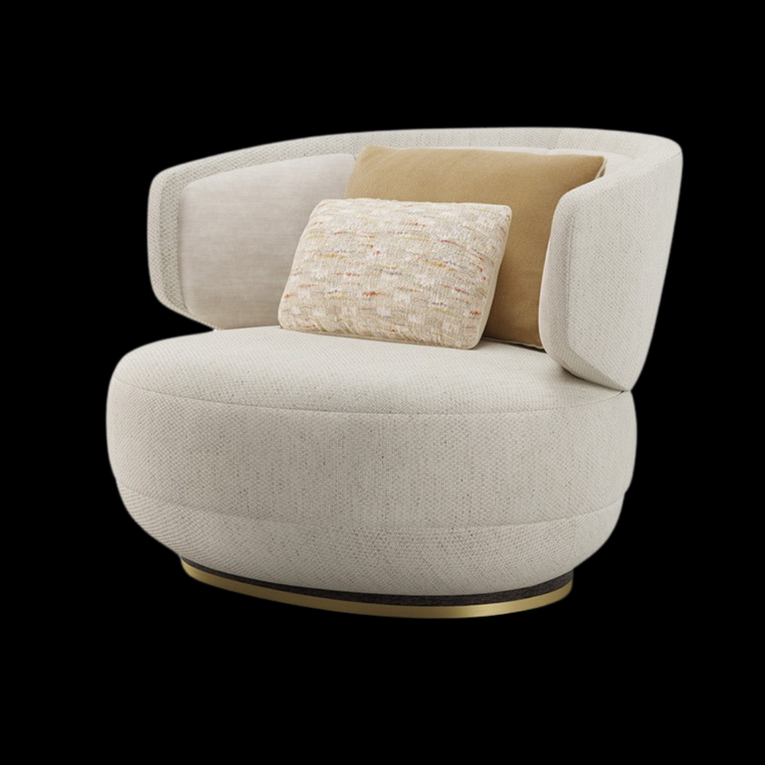 Modern Beige Swivel Armchair with Cushions | Inside Home Studio