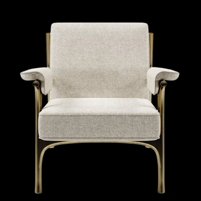 Modern Beige Armchair with Brass Frame | Inside Home Studio