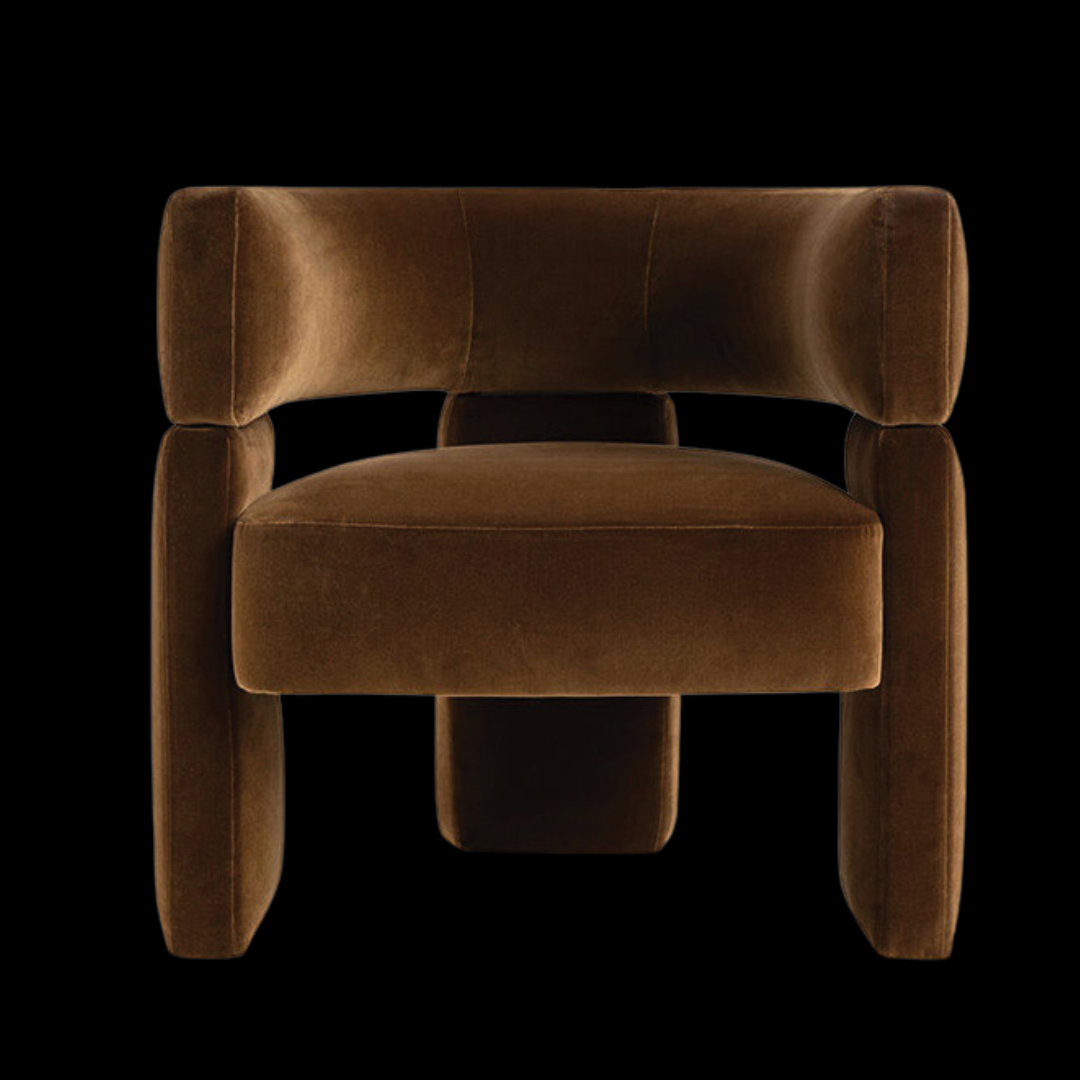 Modern Brown Velvet Armchair | Inside Home Studio