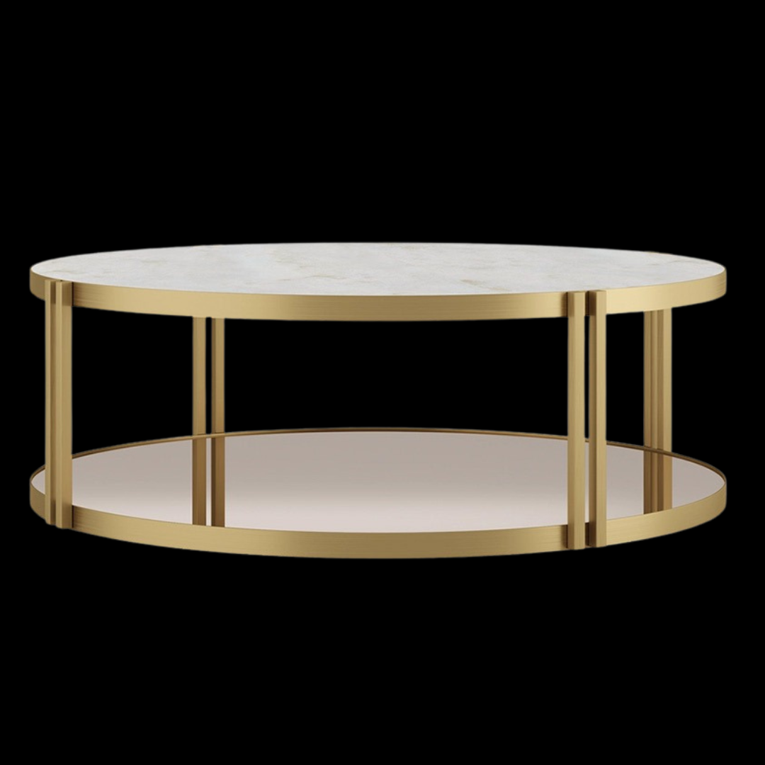 Round Coffee Table with Gold Base and Marble Top | Inside Home Studio