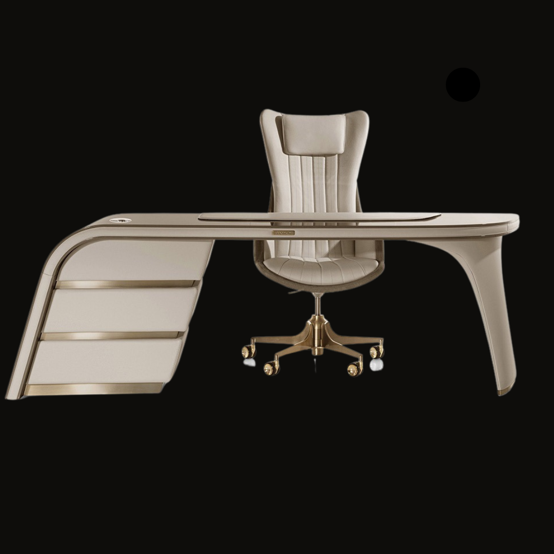 Luxury Executive Desk and Chair Set – Modern Design with Gold Accents