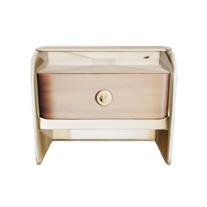 Modern Bedside Table with Walnut Drawer and Gold Accents - Handcrafted Nightstand