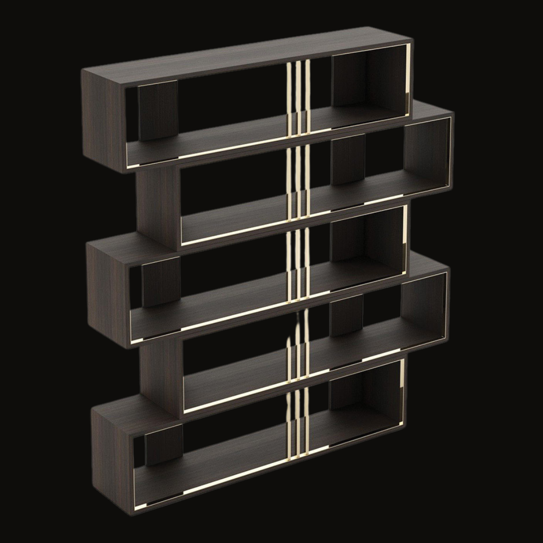 Modern Wooden and Stainless Steel Shelving Unit – SSU-032