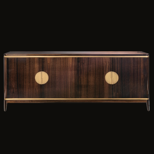 Luxury Dark Wood Buffet Cabinet – Sophisticated Storage with Gold Accents