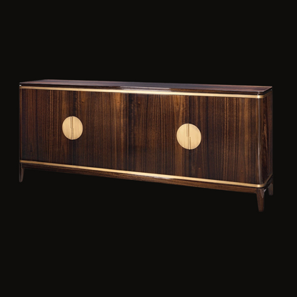 Luxury Dark Wood Buffet Cabinet – Sophisticated Storage with Gold Accents