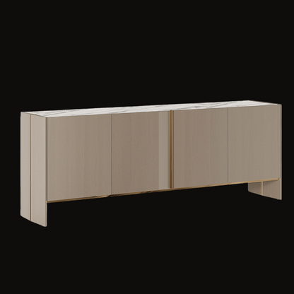 Minimalist Beige Buffet Sideboard – Elegant Design with Marble Top