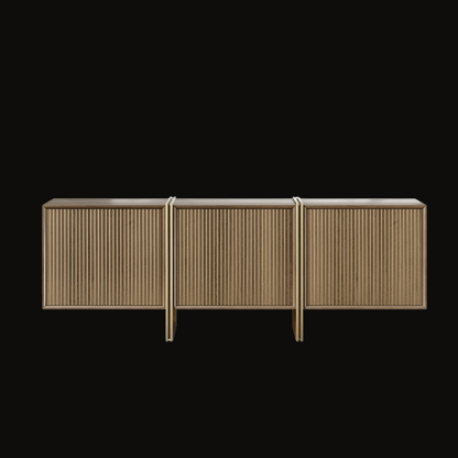 Modern Ribbed Buffet Cabinet – Elegant Storage Solution with Textured Design