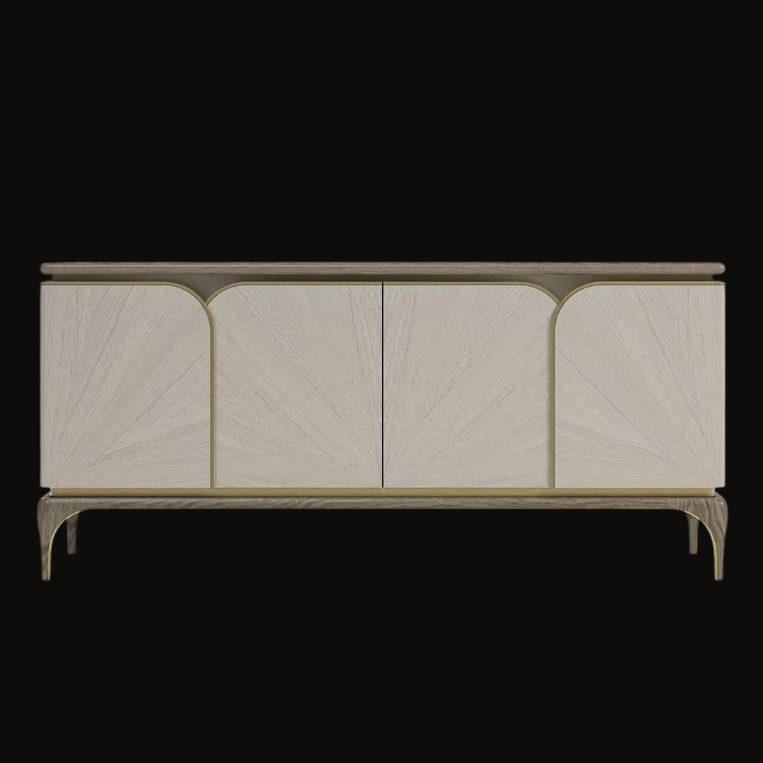 Elegant Light Wood Sideboard with Arched Detailing – Timeless Sophistication