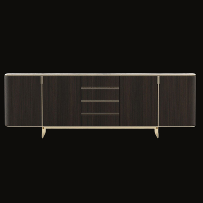 Modern Dark Wood Sideboard with Gold Accents – Functional Elegance