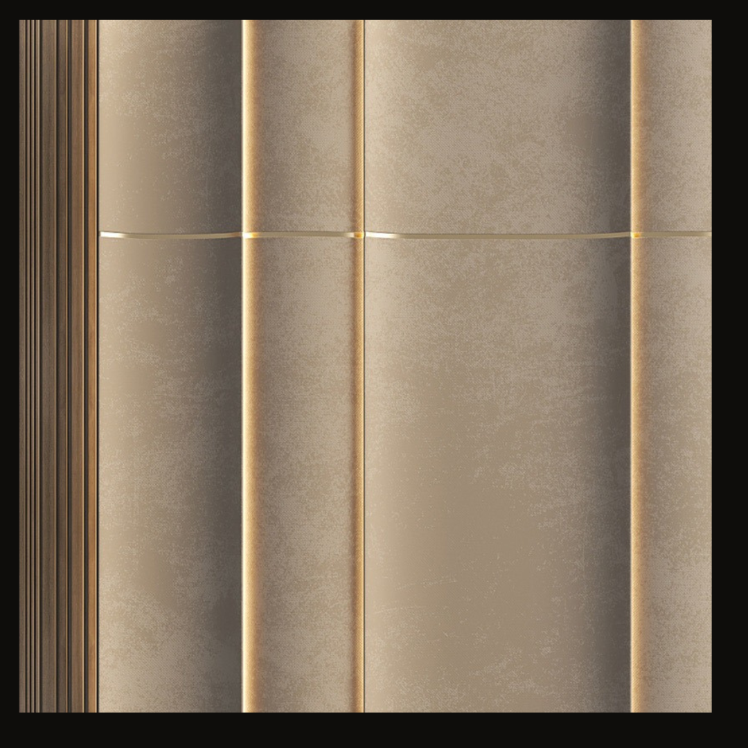 Luxury Upholstered Wall Cladding with Gold Accents – WC-013