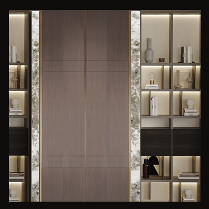 Modern Wall Cladding with Integrated Storage and LED Backlighting – WC-016 Description