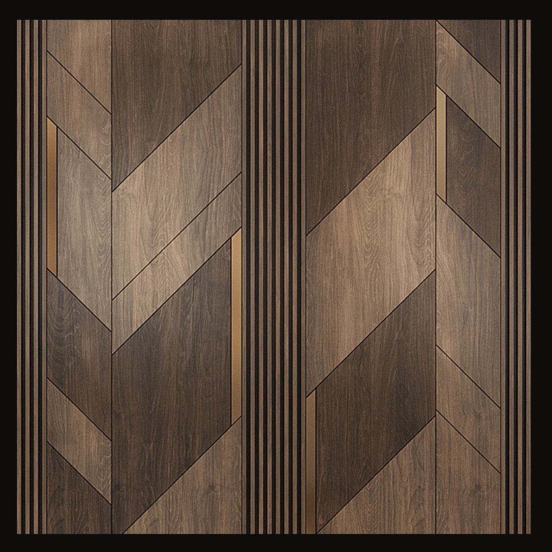 Chevron Wood Wall Cladding with Metallic Accents – WC-017