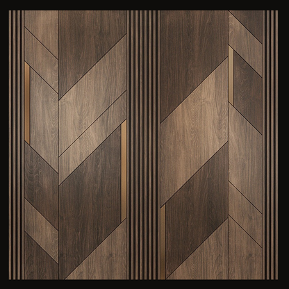 Chevron Wood Wall Cladding with Metallic Accents – WC-017