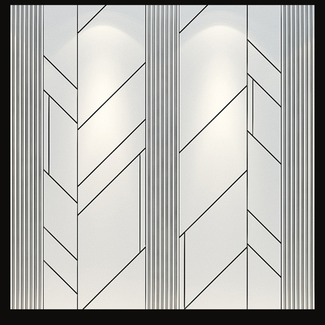 Chevron Wood Wall Cladding with Metallic Accents – WC-017