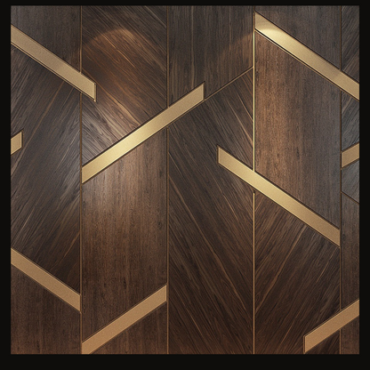 Luxury Wood Wall Cladding with Gold Inlay Detailing – WC-019